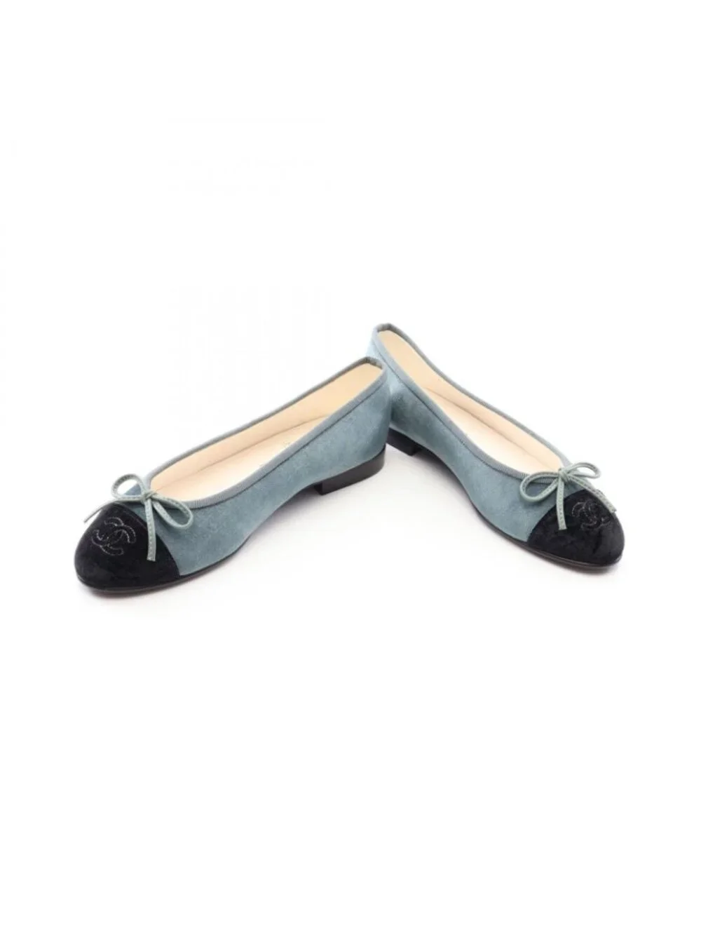 Chanel Pumps CC Logo Fabric Ballet Shoes